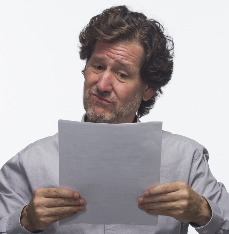 Briefing a voice actor: image of an actor holding a script