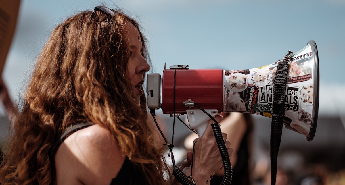 sonic branding: woman with megaphone