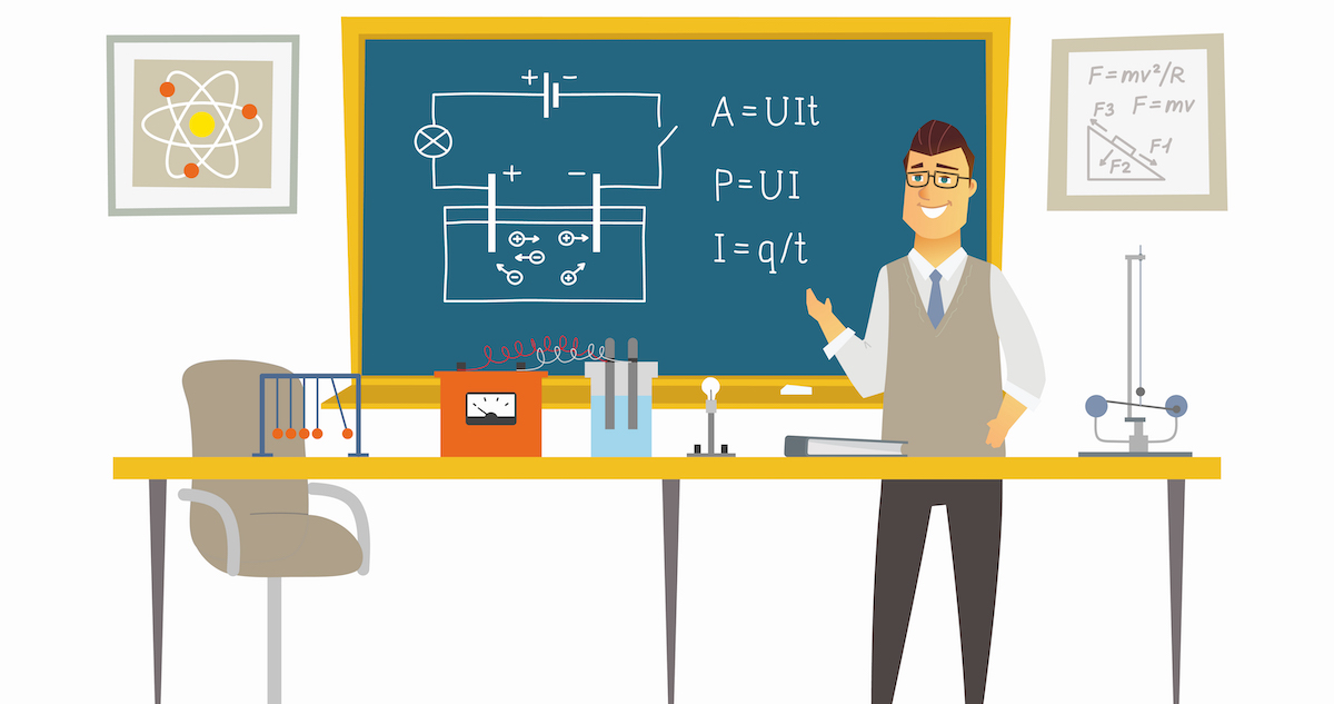 Explainer videos: image of cartoon man standing in front of a blackboard