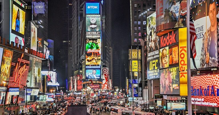 Types of commercials: image of advertising billboards in a major US city